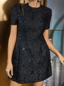 Dresses|Mini Dresses*Mew Mews Fashion Aanya Jacquard Floral Mini Dress In Black