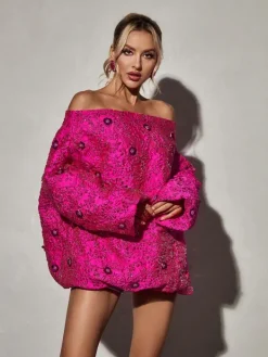 Dresses|Mini Dresses*Mew Mews Fashion Aanya Long Sleeve Jacquard Mini Dress