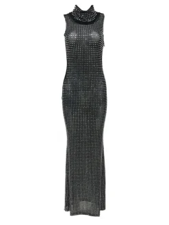 Dresses|Maxi Dresses*Mew Mews Fashion Abetzi Sleeveless Rhinestone Mesh Maxi Dress