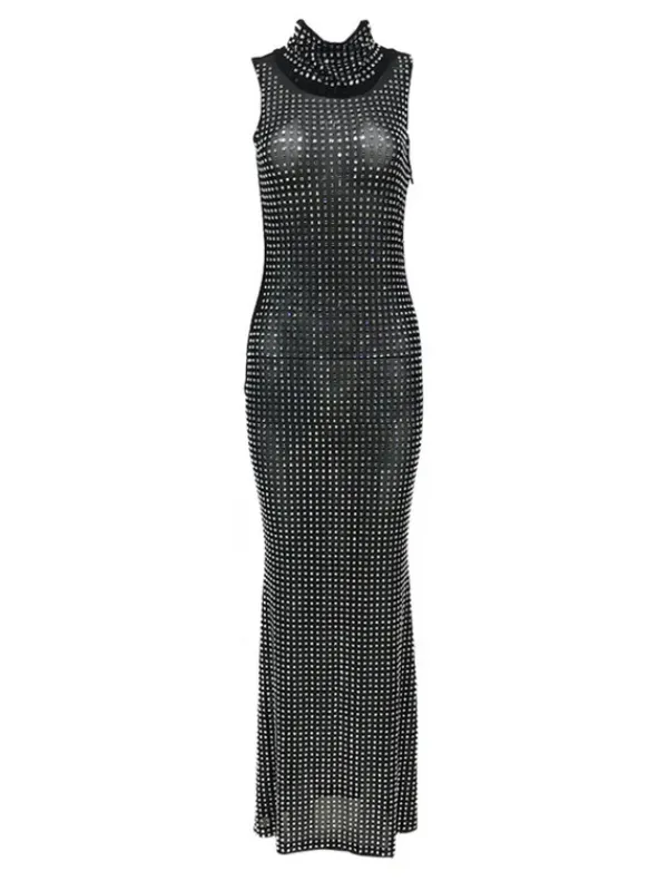 Dresses|Maxi Dresses*Mew Mews Fashion Abetzi Sleeveless Rhinestone Mesh Maxi Dress