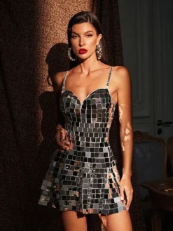 Embellishment|Dresses*Embellishment Abril Spaghetti Embellished Mini Dress