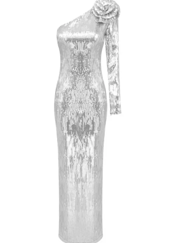 Dresses|Maxi Dresses*Mew Mews Fashion Acosta One Shoulder Flower Sequin Maxi Dress