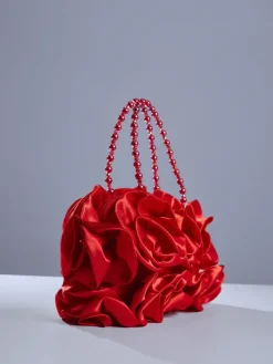Bags*Mew Mews Fashion Adahy Flower Satin Bag In Red