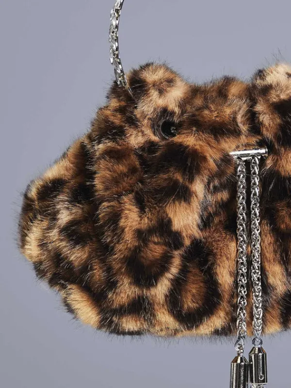Bags*Mew Mews Fashion Adaja Leopard Faux Fur Bag