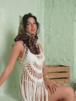Cover-ups|Swimwear*Mew Mews Fashion Adelbert Knit Fringe Cover Up Dress