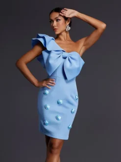 Dresses|Mini Dresses*Mew Mews Fashion Adhra One Shoulder Bow Flower Mini Dress