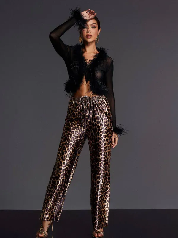 Tops*Mew Mews Fashion Adjoa Long Sleeve Feather Mesh Top