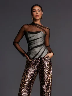 Tops*Mew Mews Fashion Admassu Corset Mesh Top