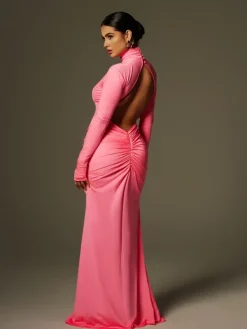 Dresses|Maxi Dresses*Mew Mews Fashion Adriel High Neck Ruched Maxi Dress