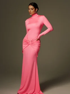 Dresses|Maxi Dresses*Mew Mews Fashion Adriel High Neck Ruched Maxi Dress