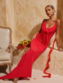Dresses|Maxi Dresses*Mew Mews Fashion Aelthar Spaghetti Flower Maxi Dress