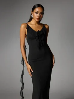 Dresses|Maxi Dresses*Mew Mews Fashion Aelthar Spaghetti Flower Maxi Dress In Black