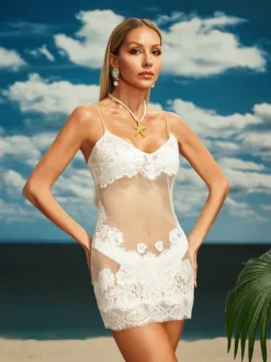 Dresses|Mini Dresses*Mew Mews Fashion Aerith Spaghetti Floral Lace Mini Dress