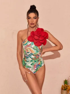 Bikini Sets|Swimwear*Mew Mews Fashion Aether Flower Printed Swimwear Two Piece Set