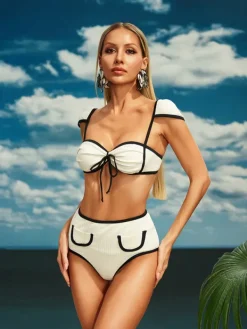 Bikini Sets|Swimwear*Mew Mews Fashion Aftab Lace Up Bikini Two Piece Set