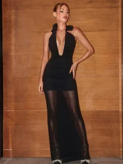Dresses|Maxi Dresses*Bandage Ahinoam Strapless Flower Maxi Dress In Black