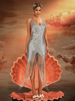 Dresses|Maxi Dresses*Mew Mews Fashion Aithley Chain Fringe Chainmail Dress