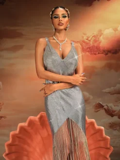 Dresses|Maxi Dresses*Mew Mews Fashion Aithley Chain Fringe Chainmail Dress