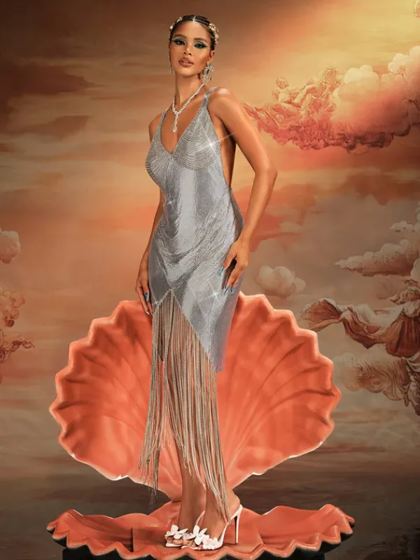 Dresses|Maxi Dresses*Mew Mews Fashion Aithley Chain Fringe Chainmail Dress
