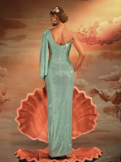 Dresses|Maxi Dresses*Mew Mews Fashion Aitor One Shoulder Sequin Maxi Dress