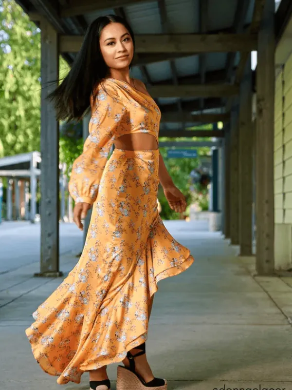 Dresses|Maxi Dresses*Mew Mews Fashion Aiyana One Shoulder Floral Maxi Dress In Yellow