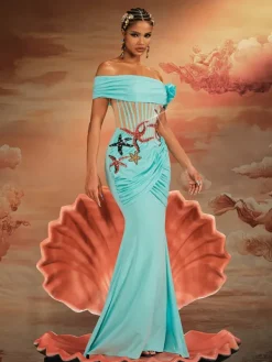 Dresses|Maxi Dresses*Mew Mews Fashion Ajamu Off Shoulder Starfish Pearl Maxi Dress