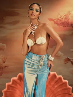 Beaded Wear|Tops*Mew Mews Fashion O/S Akihiro Pearl Seashell Bralette