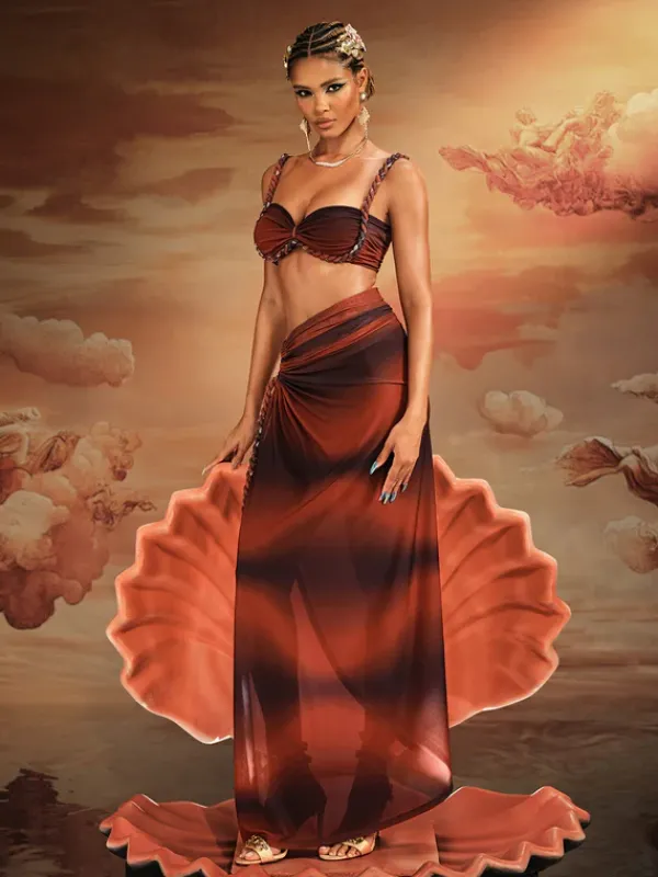 Sets & Co-ords*Mew Mews Fashion Akihito Spaghetti Ruched Skirt Set