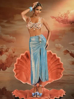 Beaded Wear|Tops*Mew Mews Fashion O/S Akikta Seashell Pearl Beaded Bralette