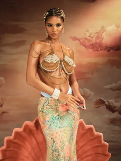 Beaded Wear|Tops*Mew Mews Fashion O/S Akuji Pearl Beaded Chain Fringe Bralette