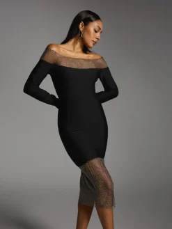 Dresses|Midi Dresses*Bandage Akuna Off Shoulder Crystal Midi Dress