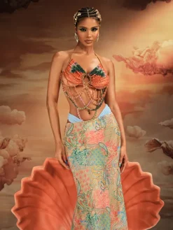 Beaded Wear|Tops*Mew Mews Fashion O/S Alake Halterneck Gemstone Beaded Bralette