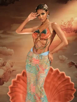 Beaded Wear|Tops*Mew Mews Fashion O/S Alake Halterneck Gemstone Beaded Bralette