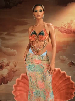 Beaded Wear|Tops*Mew Mews Fashion O/S Alake Halterneck Gemstone Beaded Bralette