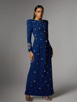 Dresses|Maxi Dresses*Mew Mews Fashion Alary Long Sleeve Rhinestone Maxi Dress