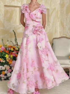 Dresses|Maxi Dresses*Mew Mews Alayja Flower Printed Mesh Maxi Dress