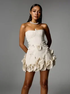 Dresses|Mini Dresses*Mew Mews Fashion Alayka Strapless Flower Mini Dress