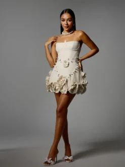 Dresses|Mini Dresses*Mew Mews Fashion Alayka Strapless Flower Mini Dress