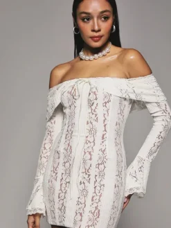 Dresses|Mini Dresses*Mew Mews Fashion Albane Off Shoulder Lace Mini Dress