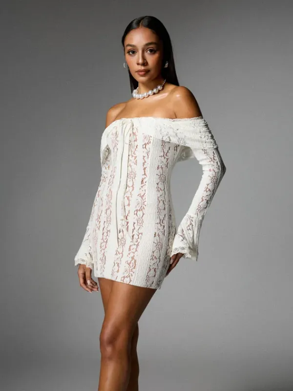Dresses|Mini Dresses*Mew Mews Fashion Albane Off Shoulder Lace Mini Dress
