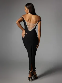 Dresses|Midi Dresses*Mew Mews Fashion Albinia Backless Pearl Beaded Midi Dress