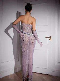 Embellishment|Dresses*Embellishment Aleia Snake Twisted Rhinestone Maxi Dress With Gloves