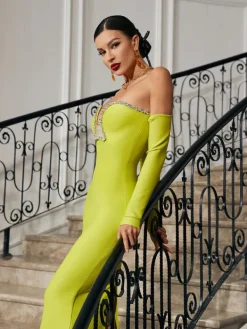 Dresses|Maxi Dresses*Mew Mews Fashion Alejandra Crystal Off Shoulder Maxi Dress