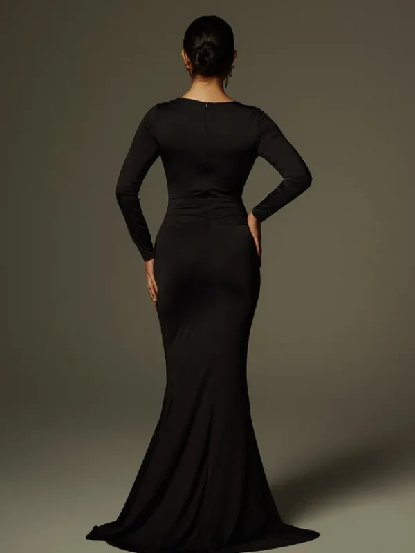 Dresses|Maxi Dresses*Mew Mews Fashion Aleyah Long Sleeve Cutout Ruched Maxi Dress