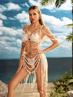 Sets & Co-ords*Mew Mews Alezae Pearl Beaded Fringe Skirt Set