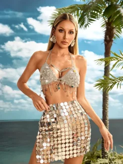 Tops*Mew Mews Alile Star Crystal Chainmail Bralette
