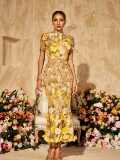 Dresses|Midi Dresses*Mew Mews Alirio Embroidered Flower Midi Dress