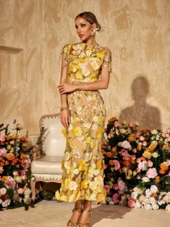 Dresses|Midi Dresses*Mew Mews Alirio Embroidered Flower Midi Dress