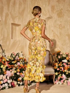 Dresses|Midi Dresses*Mew Mews Alirio Embroidered Flower Midi Dress