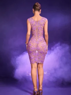 Dresses|Embellishment*Embellishment O/S Alizeh Sleeveless Square Rhinestone Mesh Dress